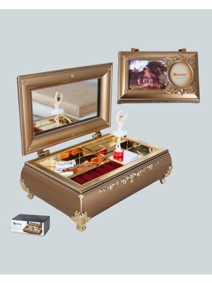 xirshop Müzikli Balerin Figürlü Takı Kutusu Piyano Desenli Dekoratif