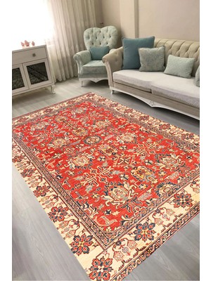 Alanur Home Alanur Kaymaz Yıkanabilir Dijital Baskılı Salon Halısı  Trend Otantik E6005 Renkli