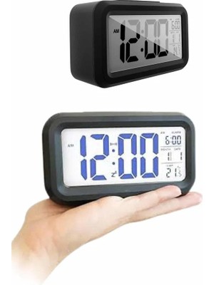 xirshop Dijital Masa Saati Termometreli Takvim Çalar Saat LED Ekran Pilli