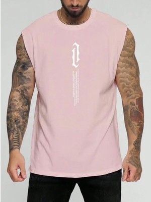 Punix Büyük Beden Özel Seri Dikey Motto Baskılı %100 Pamuk Kolsuz Battal Erkek T-Shirt