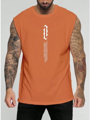 Punix Büyük Beden Özel Seri Dikey Motto Baskılı %100 Pamuk Kolsuz Battal Erkek T-Shirt