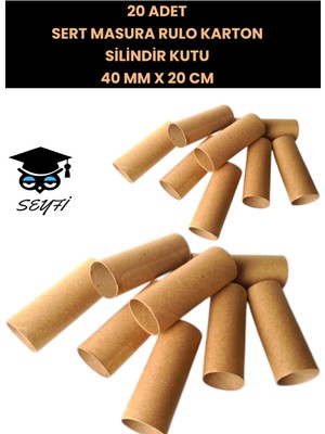 20 Adet Sert Masura Rulo Karton Silindir Kutu 40 mm x 20 cm 20 Adet