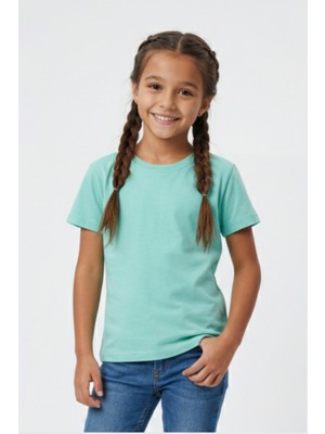 Windy Island Kız Çocuk Bisiklet Yaka %100 Pamuk Kısa Kollu T-Shirt