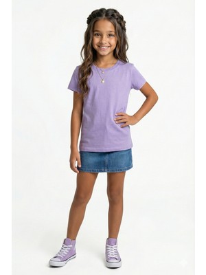 Windy Island Kız Çocuk Bisiklet Yaka %100 Pamuk Kısa Kollu T-Shirt