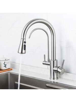 Venita Inox Spiralli Arıtmalı Çift Çıkışlı Lüks Mutfak Bataryası Pull-Out