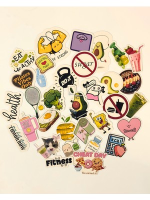 Sağlıklı Yaşam & Diyet Motivasyonsticker Set Bullet Journal Ajanda Tablet Telefon Laptop Etiket Çıkartma
