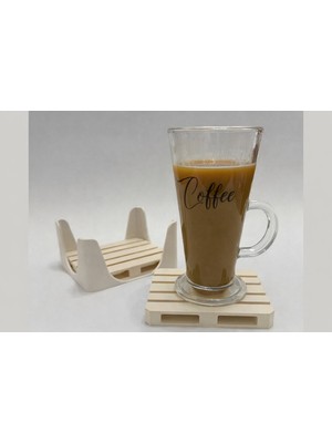 Mini Palet Bardak Altlığı ve Stand Seti – Krem Renk Dekoratif Kahve Altlığı