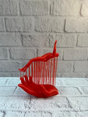 Timion El Formlu Insan Figürü Kırmızı Modern Dekoratif Biblo Soyut Tasarım 12X18 cm