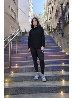 Mare Butik Fermuar Detaylı Asimetrik Pamuklu Siyah Tunik S