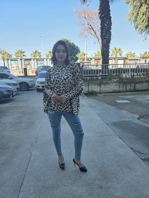 Mare Butik Leopar Desenli Oversize Pamuklu Bluz