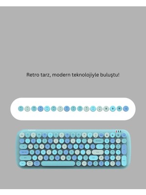 Timion Retro Tarz Kablosuz Klavye Mouse Seti – 104 Tuşlu, Ergonomik Tasarım
