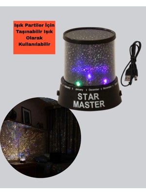 Timion Galaxy Efektli LED Projektör Taşınabilir Yıldız Gece Lambası