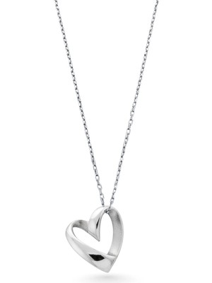 Oya Silver Auréa Açık Kalp Formlu Gümüş Kolye 2.5x2.5 cm [OYSY215]