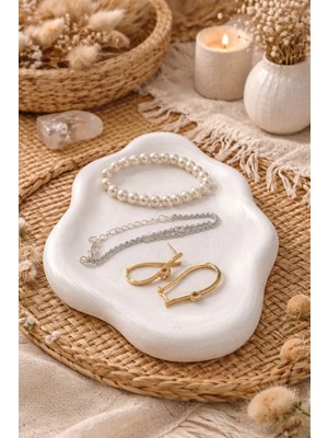 Aksesuar Kuşu Dekoratif Takı Tabağı Mini Sunum Tepsisi Bulut Şeklinde Tabak Vernikli