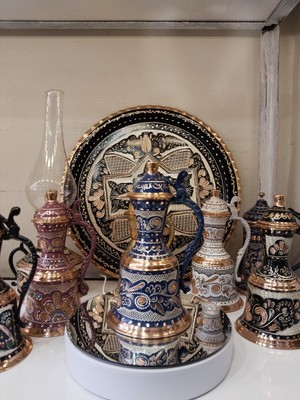 Karaca Bakır Işlemeli Bakır  Güğüm-Biblo  Güğüm- 19 cm Süs  Bakır  Güğüm