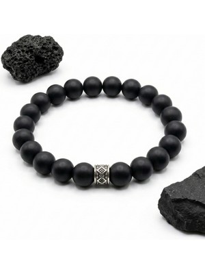 MMİF Oniks Doğal Taş Bileklik, 8mm, Siyah, Erkek, Kök,mmif