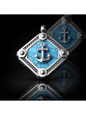 Denizci Ruhu Yaz Stilinin Vazgeçilmezi Turkuaz Taşlı  Çapa Kolye