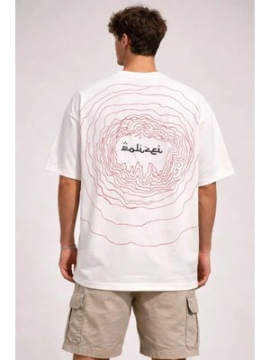 Erkek Bisiklet Yaka Baskılı Kısa Kollu Tişört Streetwear Günlük Basic Pamuklu T-Shirt - Beyaz