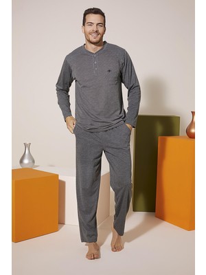 Kly 9206 Erkek Midi Yaka Omuz Parçalı Pijama Takım