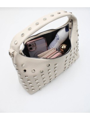 Nevalia Bej Zımbalı Kadın Omuz Çantası – El ve Ayarlanabilir Askılı, Fermuarlı, Günlük Şık El Çantası