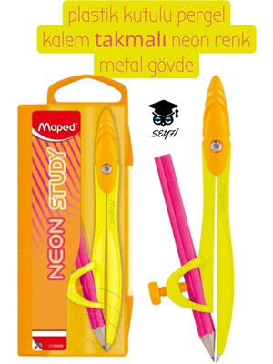 Plastik Kutulu Pergel Kalem Takmalı Neon Renk Metal Gövde