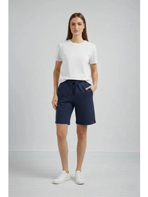 Modatıkla Dokuma Otoban Şort Beli Lastikli Bağcıklı, Cepli, Rahat Kesim Günlük Yazlık Şort - Lacivert