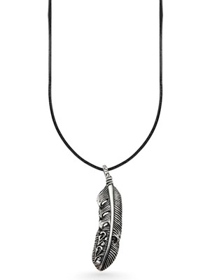 Oya Silver Iri Oksitli Kuş Tüyü Gümüş Kolye Ucu 4.6x1 cm [OYSY210]
