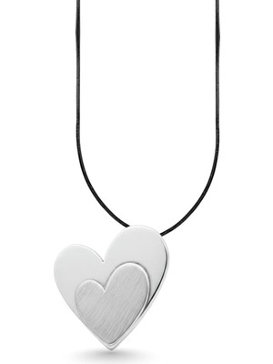 Oya Silver Iri Çift Kalp Gümüş Kolye Ucu 3.9x3 cm [OYSY214]