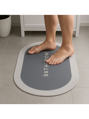 By Nevser® Sihirli Süper Su Emici Kaymaz Tabanlı Oval Paspas 40*60 cm
