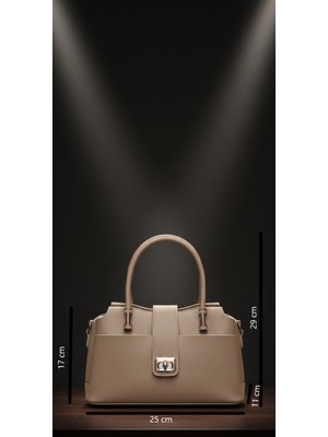 Vardis Geçmeli Tokalı Dört Cepli Geniş Hacimli Kadın El ve Omuz Çantası