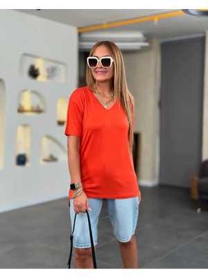 Mareandpanda Kadın Kısa Kollu V Yaka Bluz