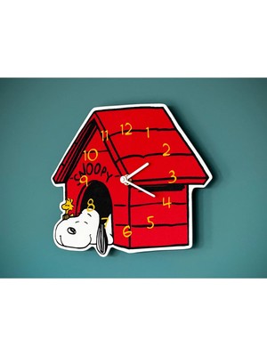 Hasfar Tech Kırmızı Kulübeli Sevimli Köpek Figürlü Duvar Saati