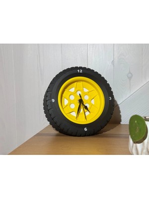 Hasfar Tech Off-Road Jant ve Lastik Tasarımlı Saat - Araba Meraklılarına Özel Sarı-Siyah Masa Saati