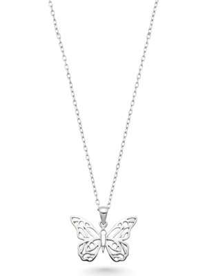 Oya Silver Zarif Gümüş Kelebek Kolye 2x2.6 cm [OYSY239]