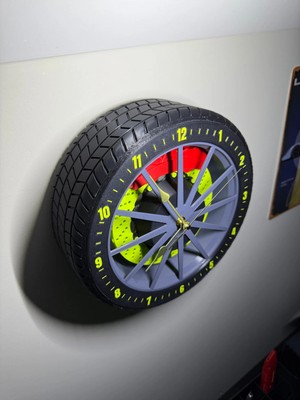 Hasfar Tech Jant Tasarımlı Dekoratif Masa Saati | Otomobil Temalı Özel Saat