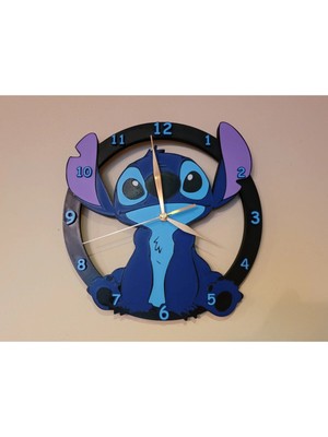 Hasfar Tech Sevimli Stitch Karakterli Çocuk Odası Duvar Saati - Renkli Dekoratif Saat