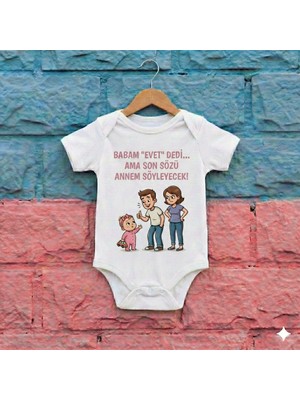 Novera Baby Organik %100 Pamuklu Bebek Zıbın Babam Evet Dedi Kız Bebek Badi