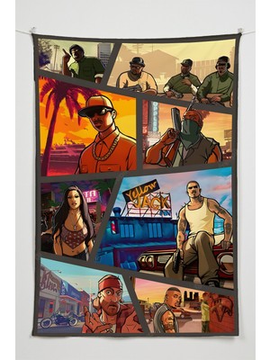 Charmbi Gamer Duvar Örtüsü -  Çok Renkli Anime Temalı Kumaş Oda Dekoru Tapestry