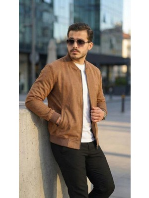 Modatıkla Erkek Scuba Süet Kumaş Bomber Hırka