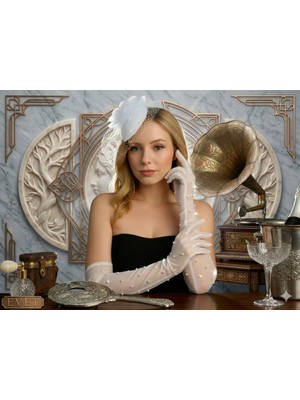 Gatsby Beyaz Vualet Fascinaitor ve Beyaz Eldiven Ikili Set