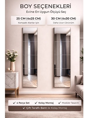 Digital Hayat 4'lü Dekoratif Kare Ayna Seti | 25X25 & 30X30 cm | Modern Duvar Aynası | Şık ve Estetik Tasarım