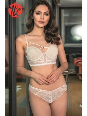 Yeni Anıl Premium Kadın Balenli Destekli Dolgulu Yaka Detaylı Dantelli Büstiyer Sütyen ve Külot Takım