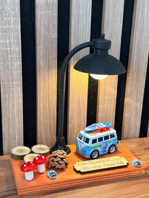 MYK Hediye ve Sanat Atölyesi Vosvos Karavan Işıklı Metal Araçlı Dekoratif Biblo  Kişiye ve Firmaya Özel Tasarım