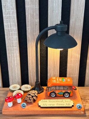 MYK Hediye ve Sanat Atölyesi Minibüs Işıklı Metal Araçlı Dekoratif Biblo Kişiye ve Firmaya Özel Tasarım