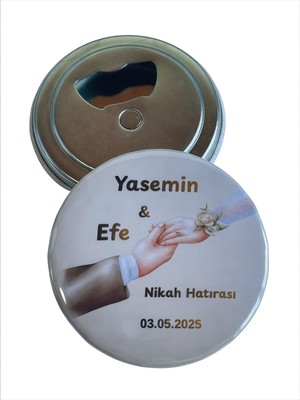 Isme Özel Açacaklı Magnet Nişan Söz Kına Nikah Hatırası Hediyeliği (58MM) 10 Adet