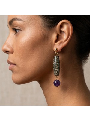 THEIA GemWorks Hera - Tibet Akik & Ametist Küpe