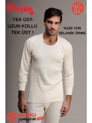 Hasyün Erkek Ter Emici Kaşındırmaz %100 Yün Uzun Kollu Içlik
