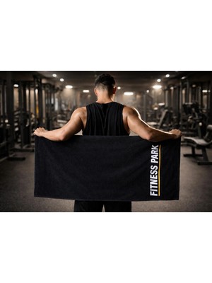 Fitness Sporcu Havlusu Siyah %100 Pamuk Ter Emici Antreman Gym Spor Havlusu 50 x 90 - 1 Adet