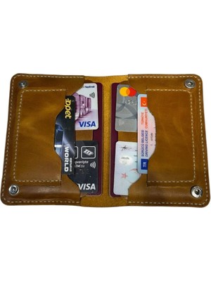Parla Leather  V2 El Yapımı Hakiki Gerçek Deri Pasaport Kılıfı Cüzdan Kartlık Kadın Erkek
