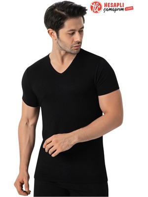 GOLDOREMİ LÜX DRM 3905 Erkek Bambu Nefes Alabilen İnce Rahat Yazlık Kumaş V Yaka Kısa Kollu T-Shirt